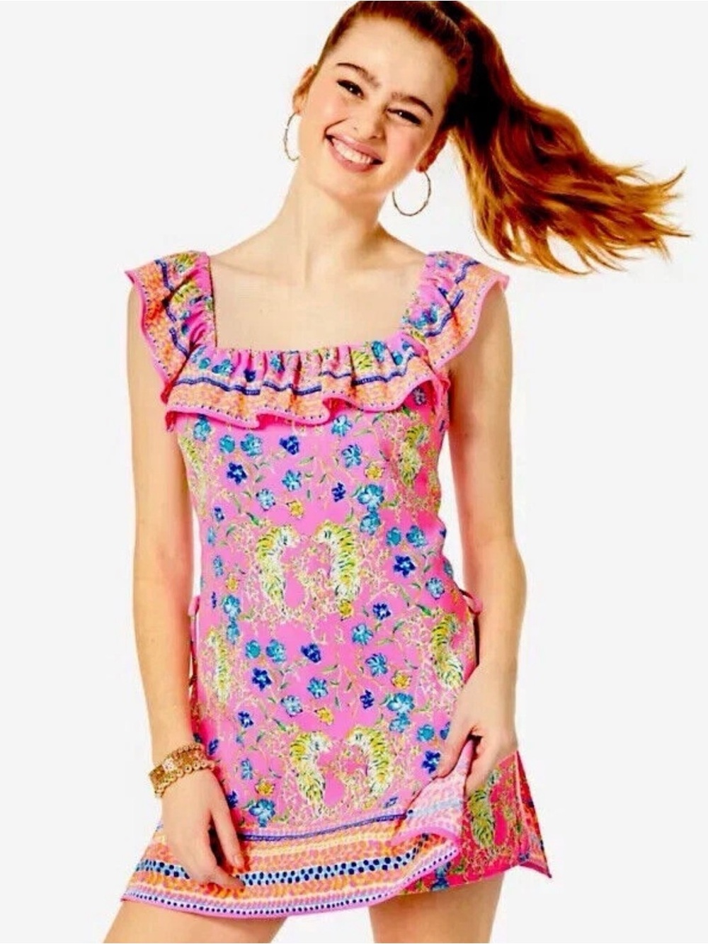 Lilly Pulitzer Zoya Romper Prosecco Pink Tigress Garden Engineered Size 10